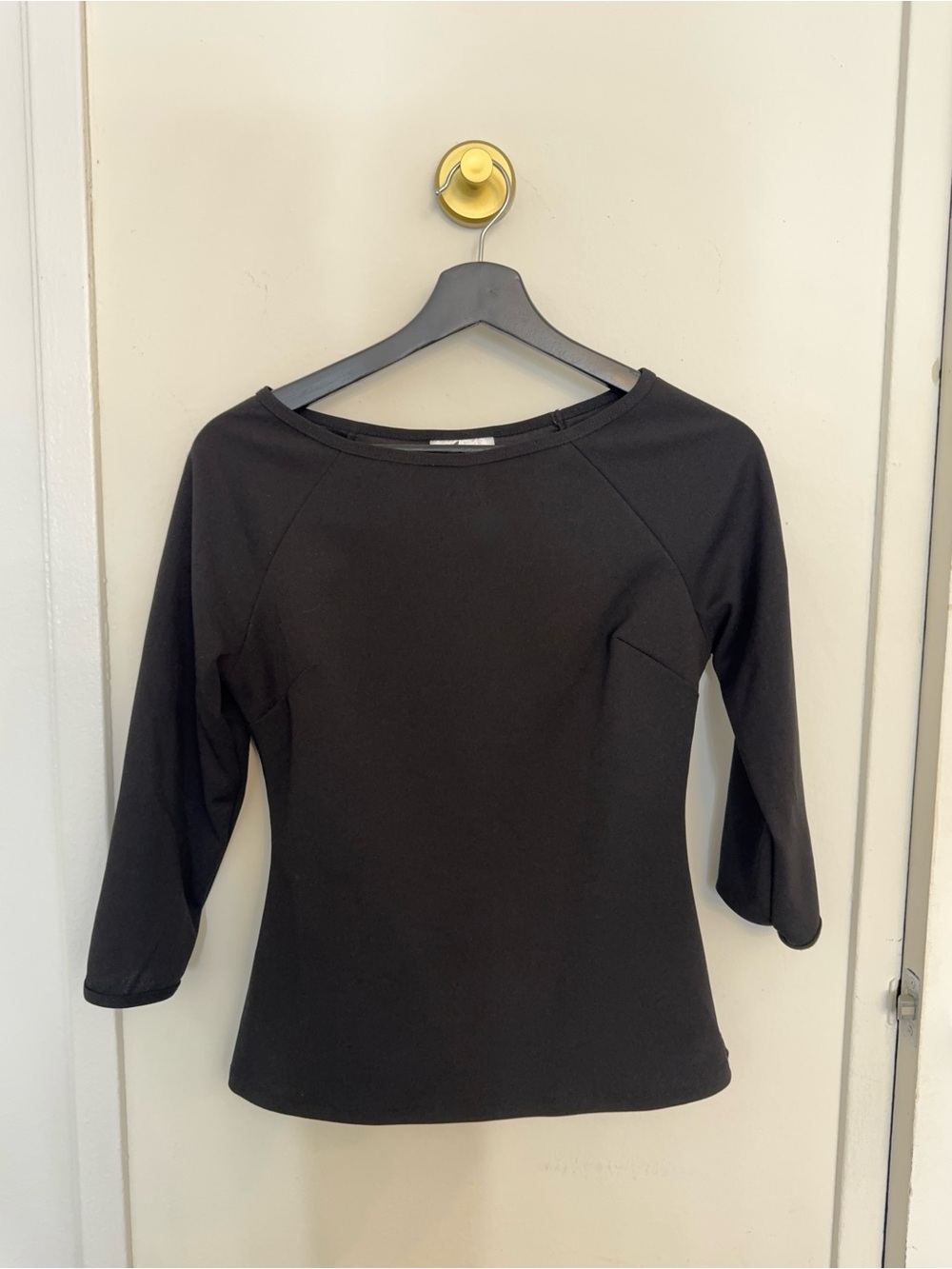 Vixen by Micheline Pitt Black Boatneck 3/4 Sleeve Top
